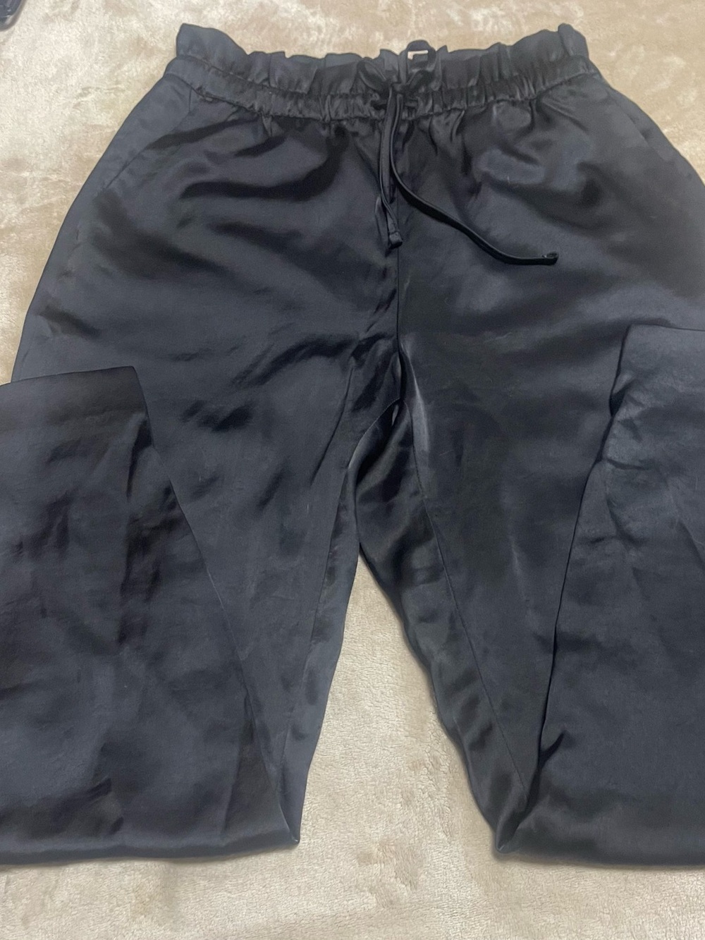 Express Black Straight-Leg Drawstring Pants